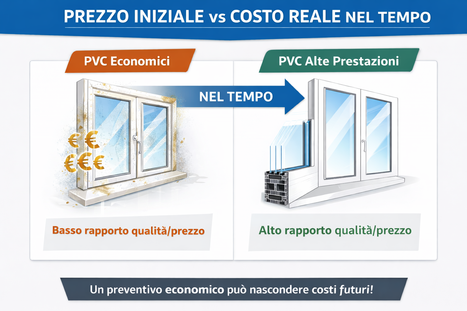Infissi in PVC economici vs infissi ad alte prestazioni nel tempo